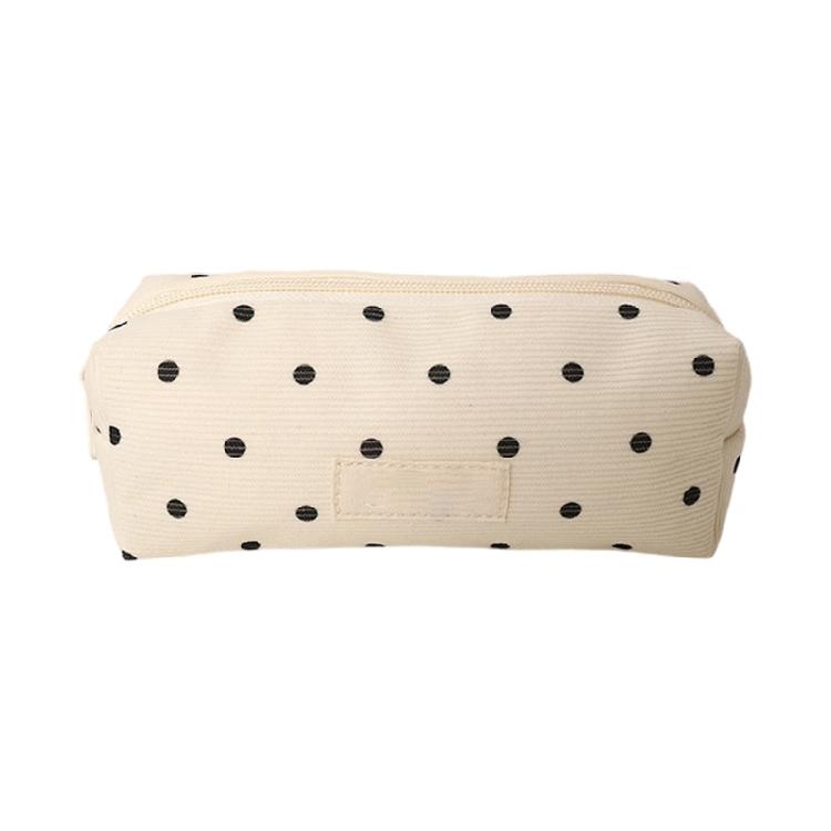 Dotted Print Fabric Pencil Case Big Capacity Pen Pouches Travel Makeup Storage Bag for School Offices Travel Daily Use