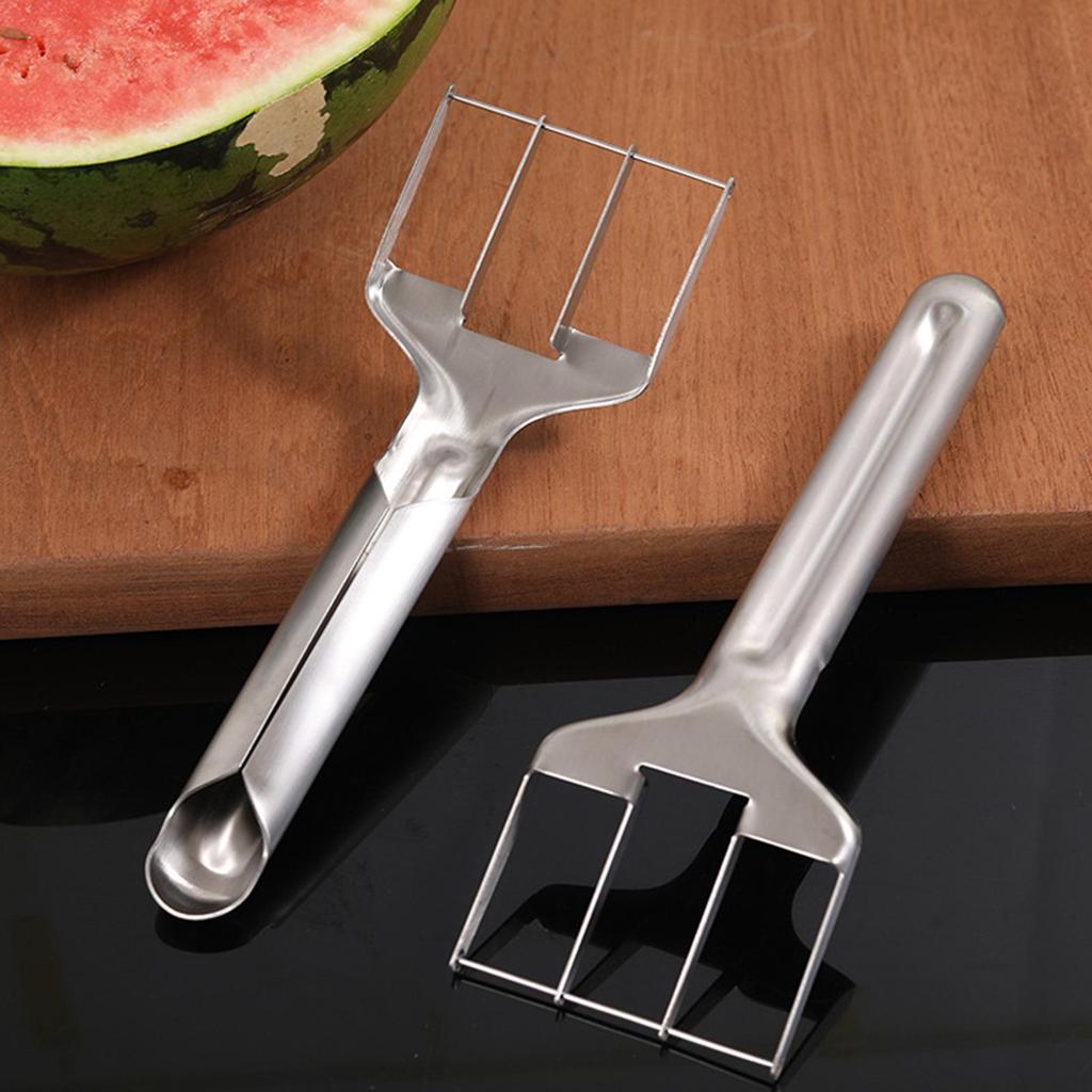 Watermelon Slicer Three-Cut Watermelon Cutting Tool Stainless Steel Fruit Cutter Gadget For Daily Home Outdoor Picnic Camping