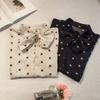 SURWENYUE Fashion Long Sleeve Chiffon Blouse  Bow V Collar OL Blouse Women Plus Size Shirt Feminina