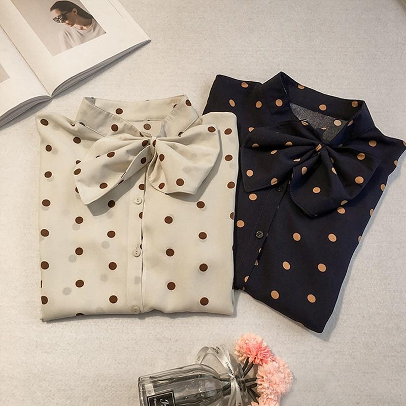 SURWENYUE модная шифоновая блузка с длинным рукавом с бантом и V-образным воротником — фото 5