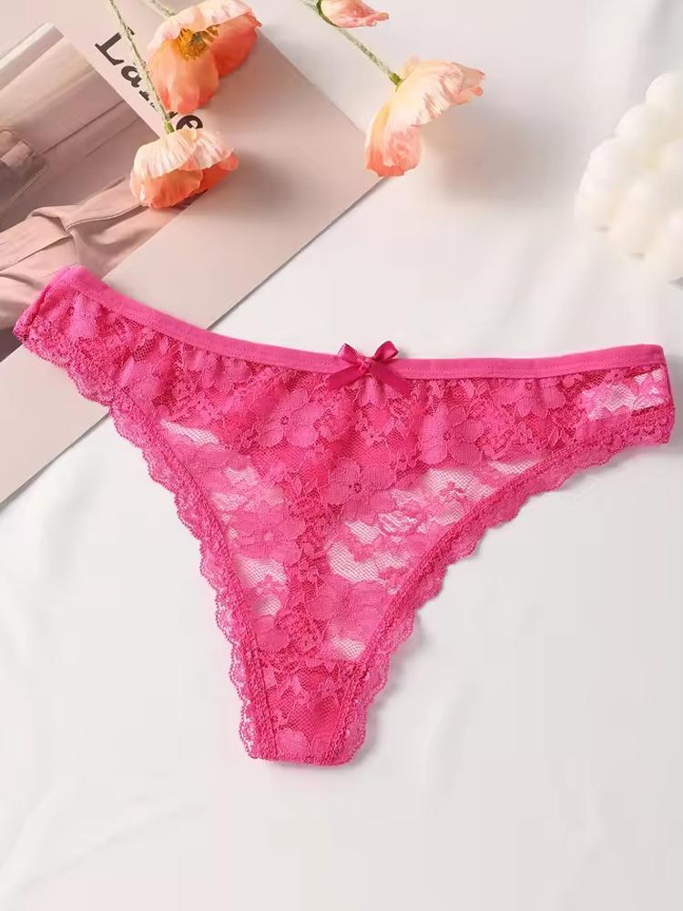 4PCS Sexy Women's Thongs Transparent Women Panties Sexy Lace Underwear Solid Floral G-String Female Underpants Lingerie