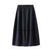Qooth Denim Skirt with Pockets Mid Length Flare Skirt Slim Autumn Fall Casual Skirt QT2732