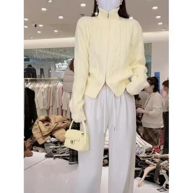 Zipper Turtleneck Knitted Cardigan Sweater Women's Winter Design Sense Loose Lazy Style Casual Top Tide