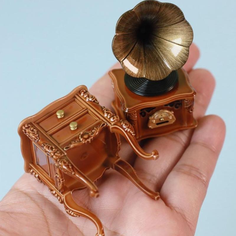 High Quality Miniature Turntable Dollhouses Piece Adds Vintage Charm to Any Room Setting Pretend Play
