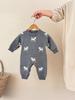 Knitted Jacquard Deer Baby Romper for Autumn & Spring - Unisex First Birthday Outfit