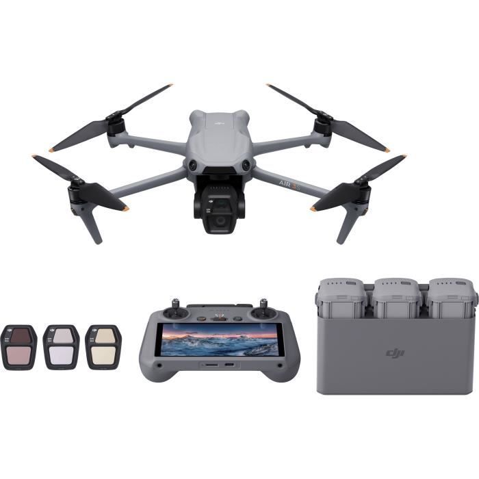 Drone - DJI - Air 3S Fly More Combo (- DJI - RC 2) - Double Caméra CMOS 1" et Télécam 70mm - 14 Stops de Plage Dynamique - RTH Int