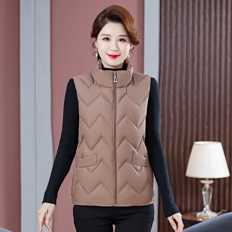 Winter new down cotton vest mother large size stand-up collar cotton vest middle old woman warm top vest