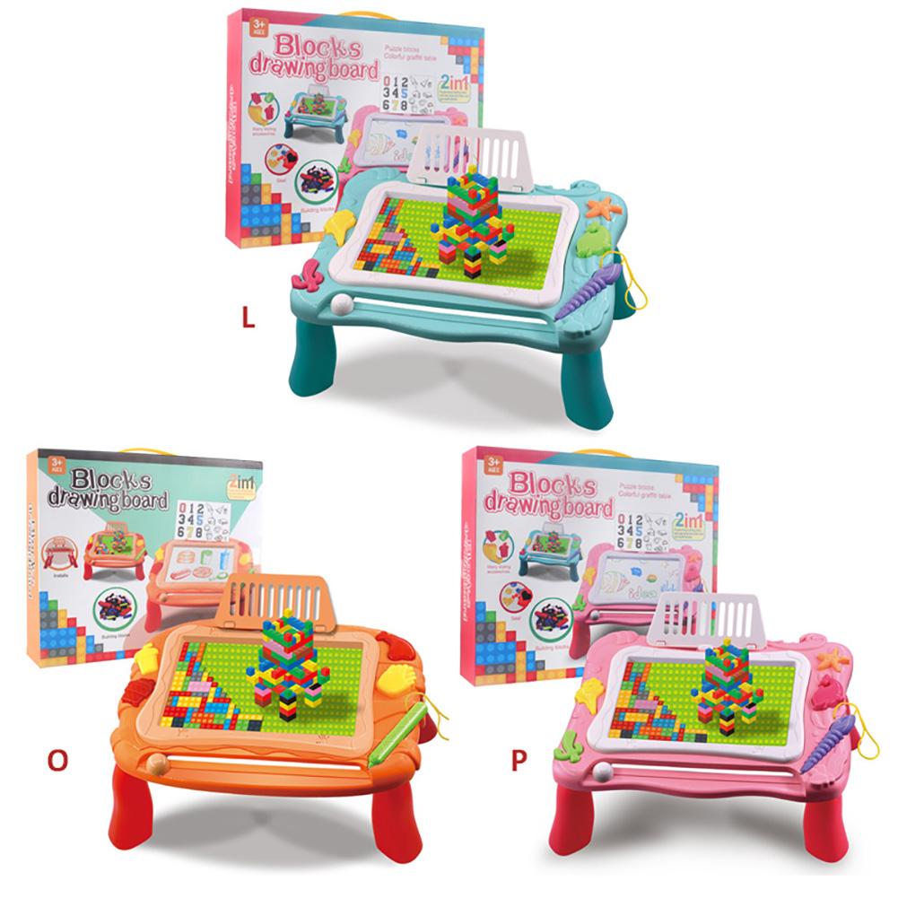 Wielofunkcyjny stolik do zabawy dla dzieci 2 w 1 Graffiti Magnetyczna tablica do pisania Stół do budowania dla dziewczynki chłopca