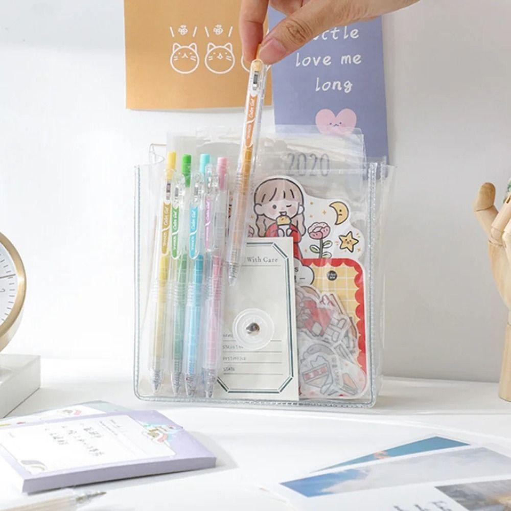Large Capacity Transparent Storage Bag Waterproof Stationery Stickers Bag Journal Supplies