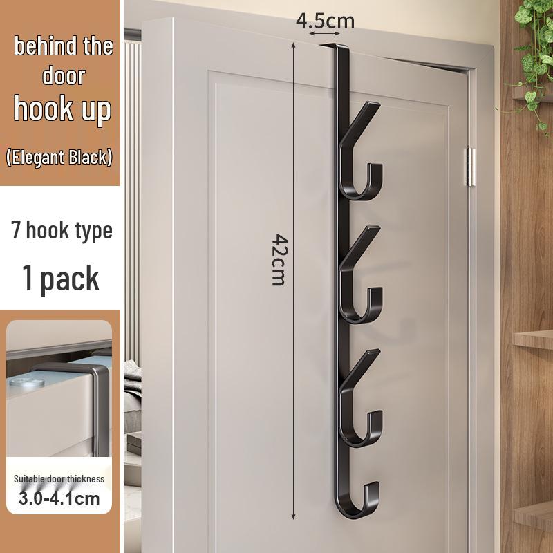Adhesive-Free Multi-Functional Vertical Clothes Hooks for Bathroom Doors