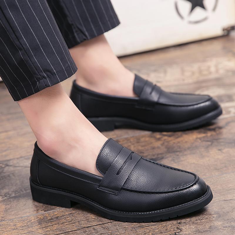 Thick Soled Pure Black Designer Adult Men's LoafersLoafers Slip-On Comfortable Casual Shoes Business Classic Penny Flats Oxfords
