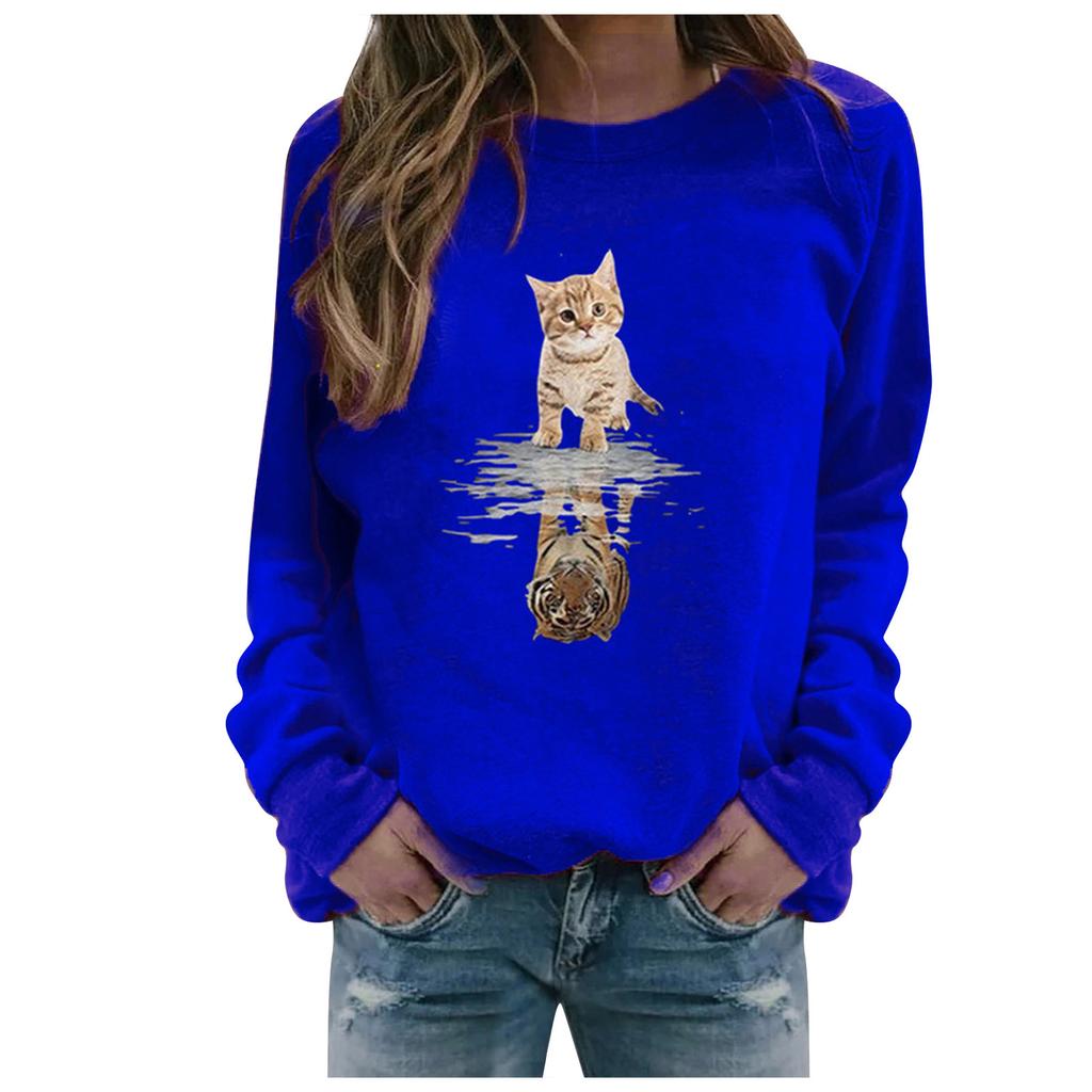 Winter Womens Casual Tops Ladies Print Sweatshirt Blouse Tee Sweater