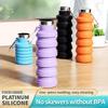 Collapsible Travel Cup Silicone Foldable Water Cup, BPA-Free with Lid Drinking Cup for Camping, Outdoors & International Travel