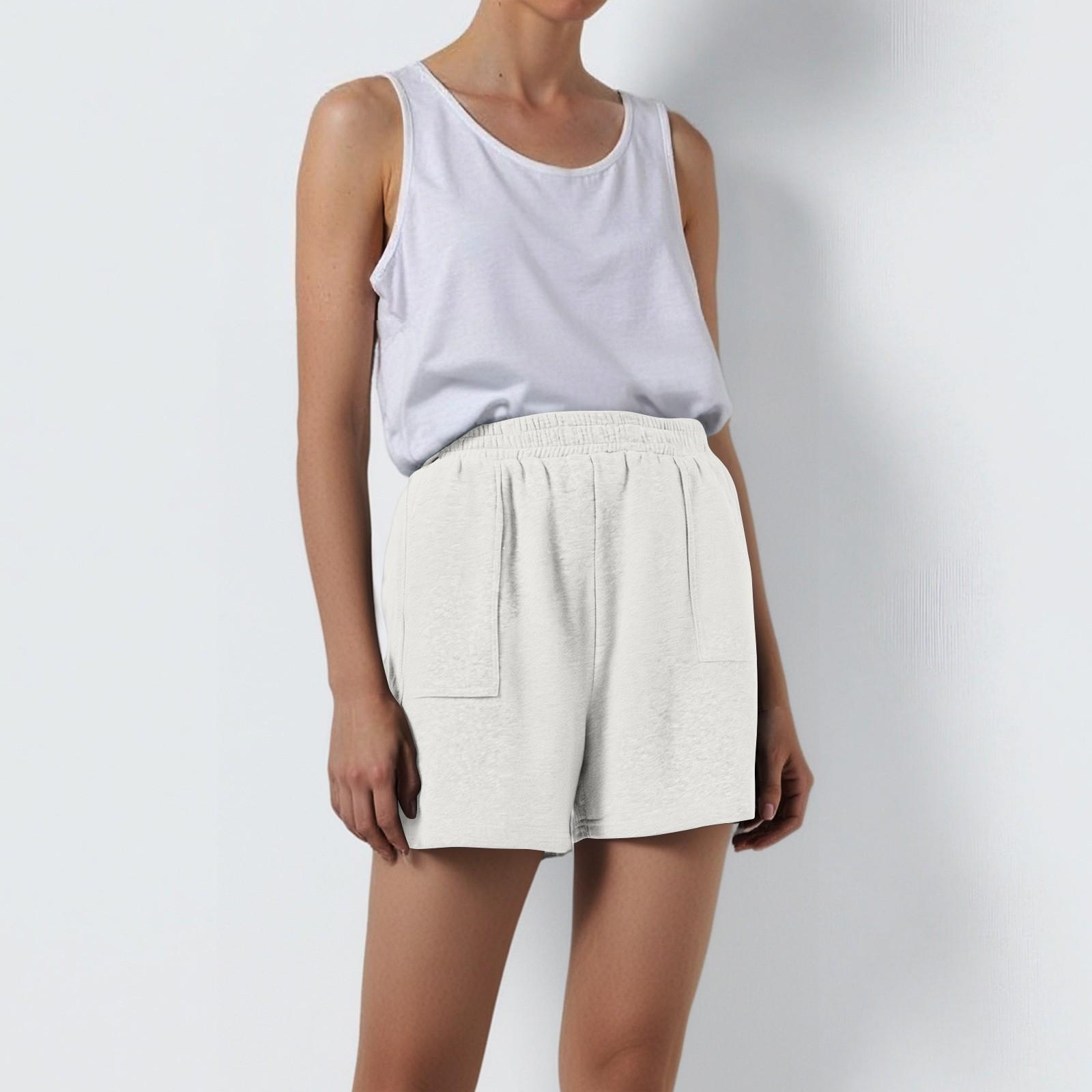 

Women s Loose Casual Sports Shorts With High Waist, Side Zipper, Summer Running, Loose Fit With Pocket Shorts XL белый