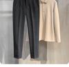 Men's Slim Fit Wool Trousers - Business Casual Nine-Point Style for Spring, Autumn, and Winter