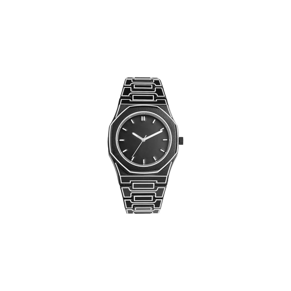 Men s Analog Quartz Watch Octagonal Design Waterproof Resin Strap Fashion Accessory