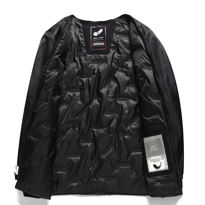 Høst og Vinter Ny Herre Lett Dunjakke Business Casual Revers Fortykket Dun Avtakbar Fôrjakke Jakke