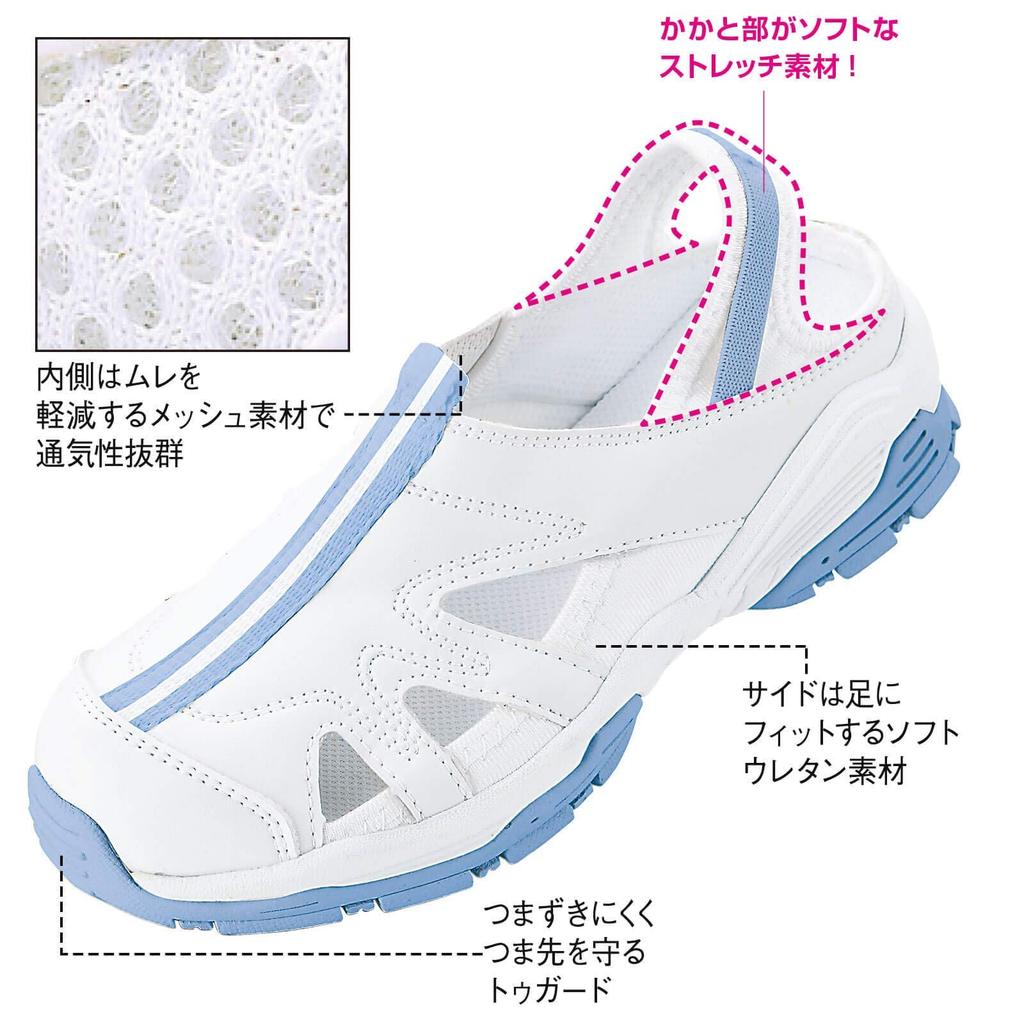 Anfamie Nurse Shoes, Sport Fit Sneakers, Comfortable and Sturdy, 2-Way, for Men and Women, Suitable for Nursing, Medical Care, and Other Occupations,