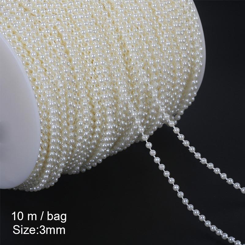 White Color Pearl Beads Chain For Jewelry Making (5 Meter) main image 1