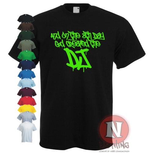 

on the 8th day God created the DJ T-shirt club house techno music tee S