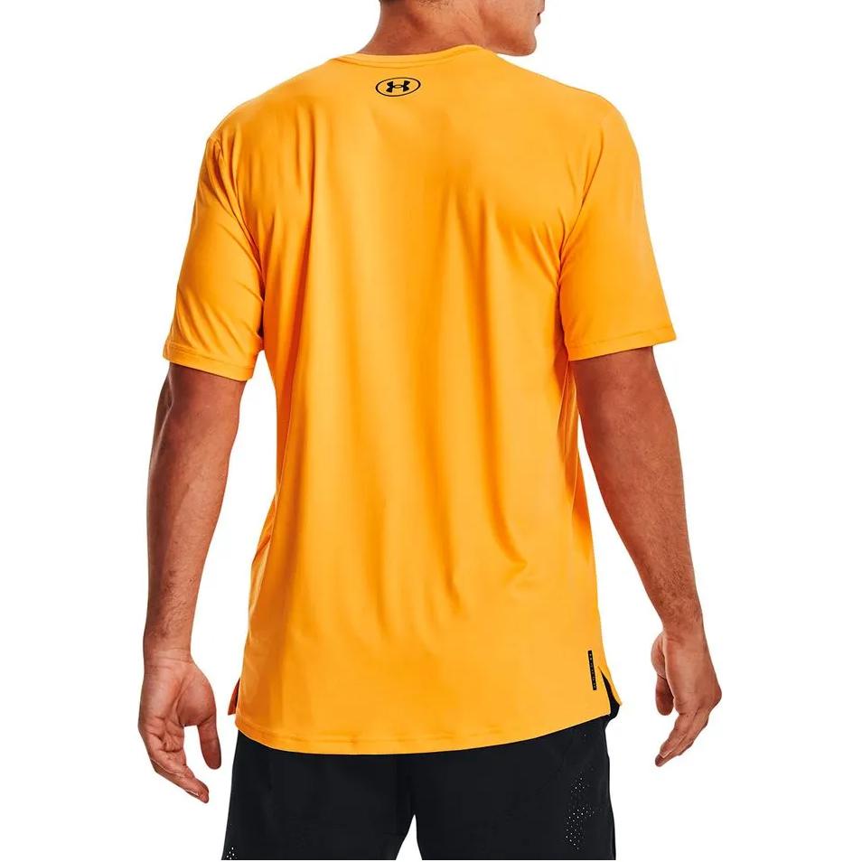 Under Armour Rush Series Crew Neck Logo Print Short Sleeve T-Shirt Men Tops Yellow 1366138-782