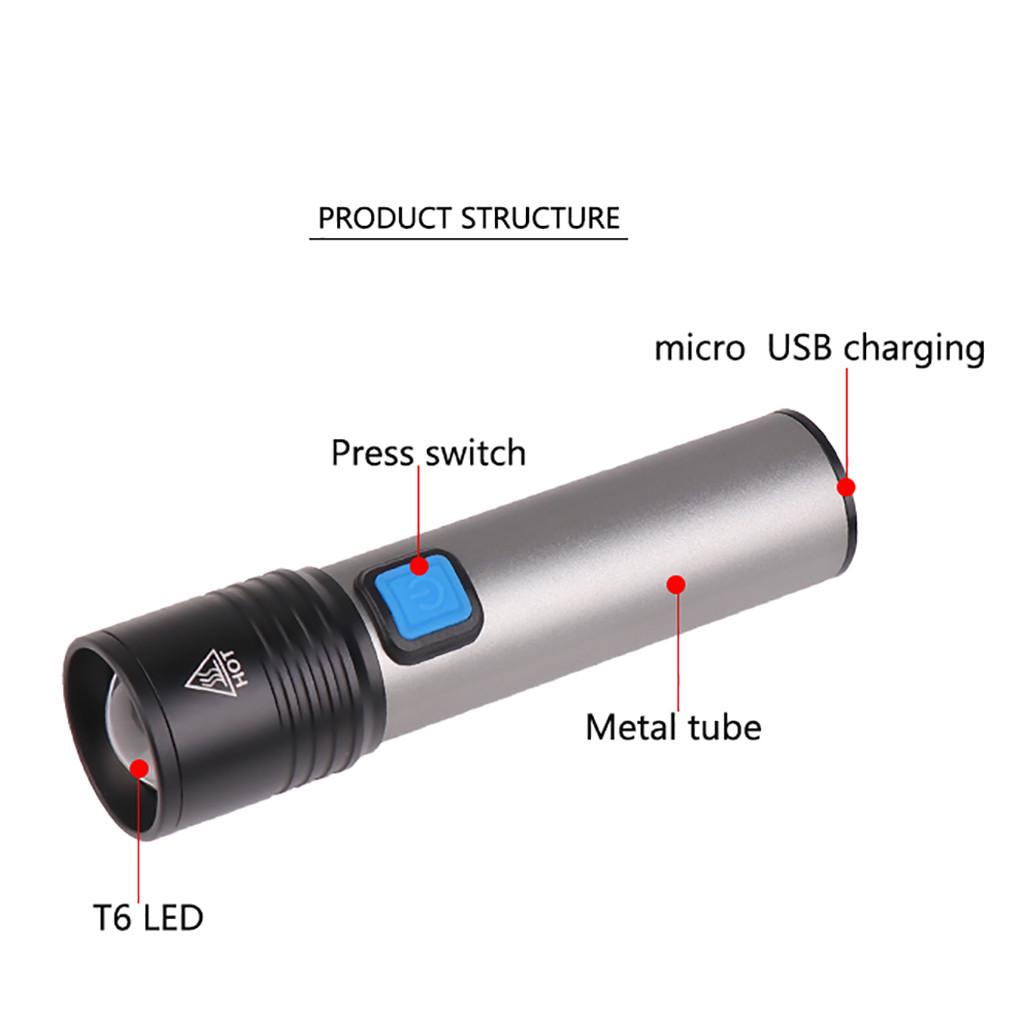 Zoomable  LED Rechargeable Torch Flashlight Work Light Headlamp Camp