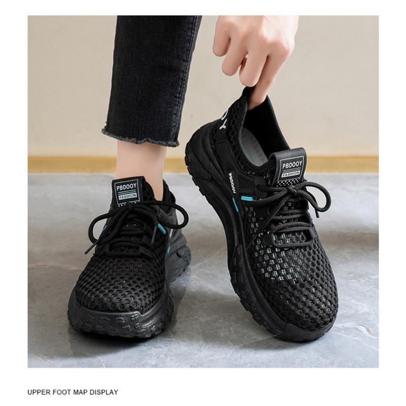 Korean Style Women Breathable Hollow Out Mesh Thick Sole Casual Sports Sneakers