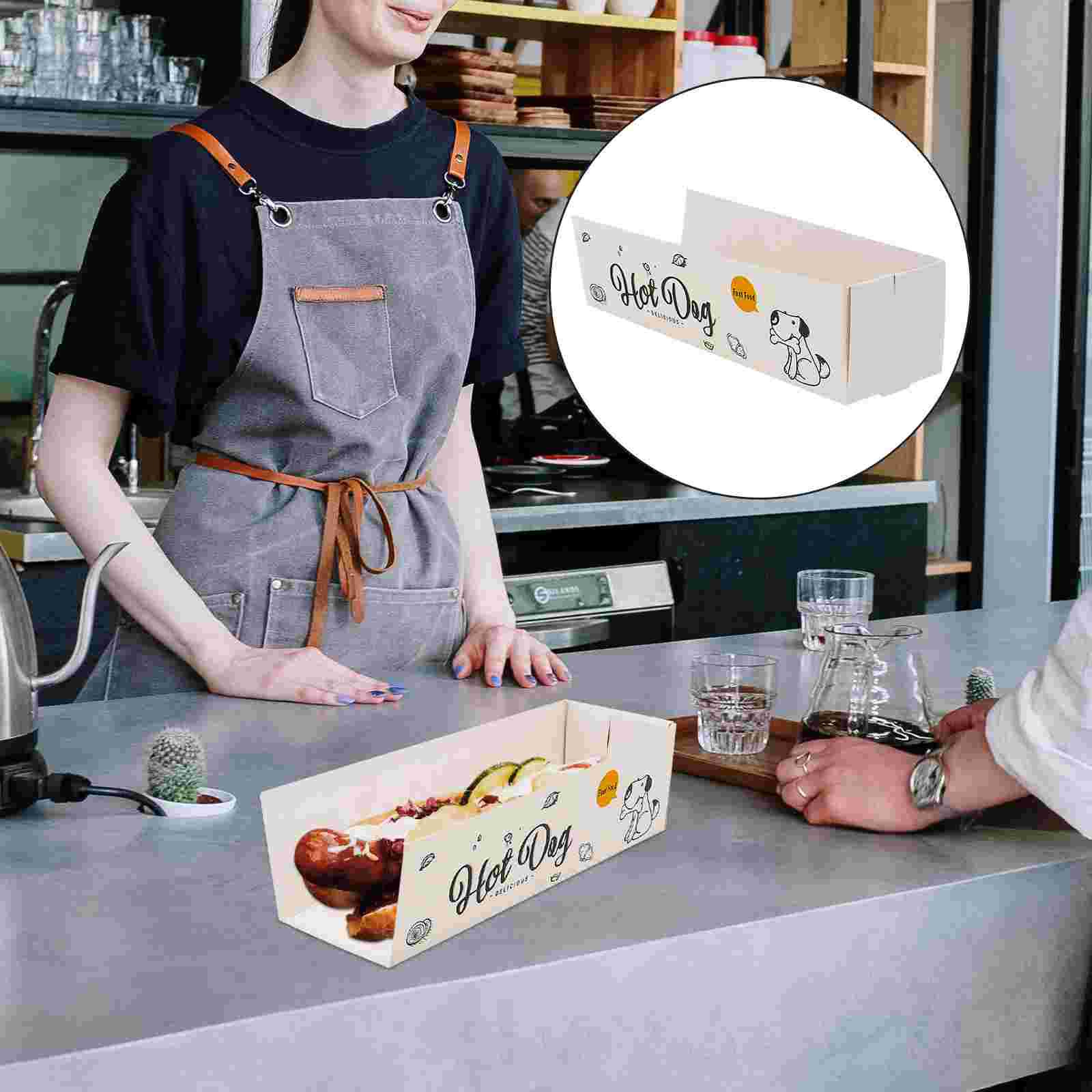 

100 шт. бумажный поднос для хот-догов, коробка для сэндвичей, контейнер для упаковки закусок, держатели для оберток для щенков белый