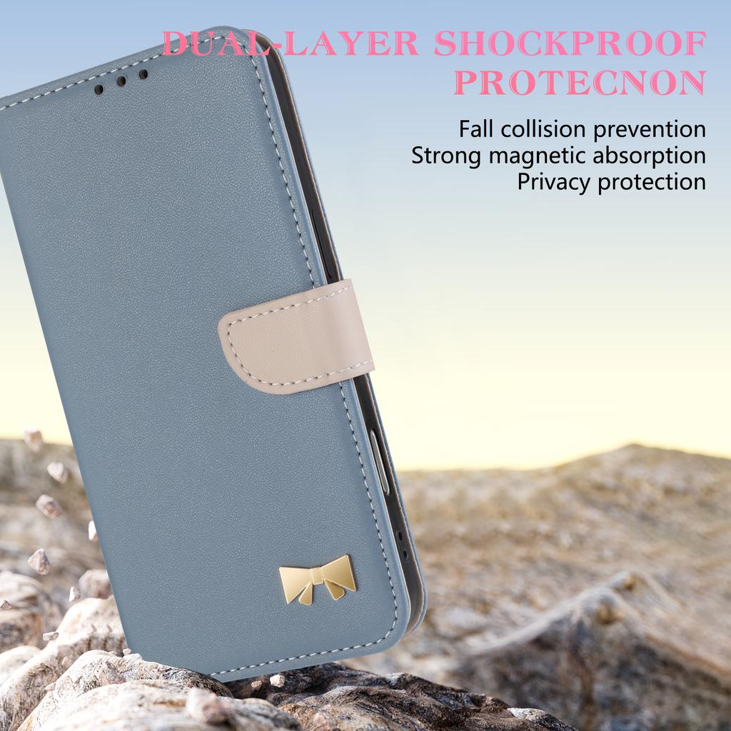For Xiaomi Redmi 15 4G (EU) (171mm) Case Bowknot Decor Wallet Leather Phone Cover with Wrist Strap