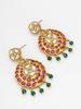 Gold-Plated Multi Stone-Studded & Beaded Temple Jewellery Set