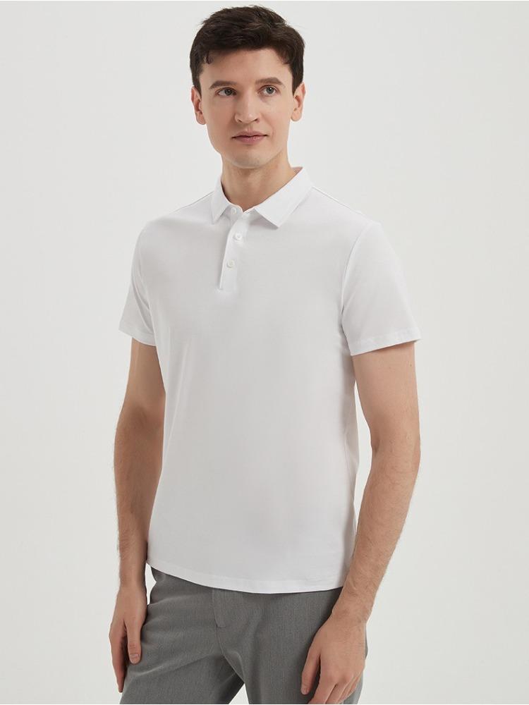 120-count Double-sided Mercerized Cotton Short-sleeve Wrinkle-free Long-staple Cotton T-shirt Heat-pressed Seamless Collar for Men Minimalist Tops