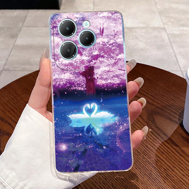 For Infinix Hot 40 Pro Case X6837 Aesthetic Cute Cat Casing Soft TPU Bumper Infinix Hot40Pro 40i Transparent Silicone Back Cover