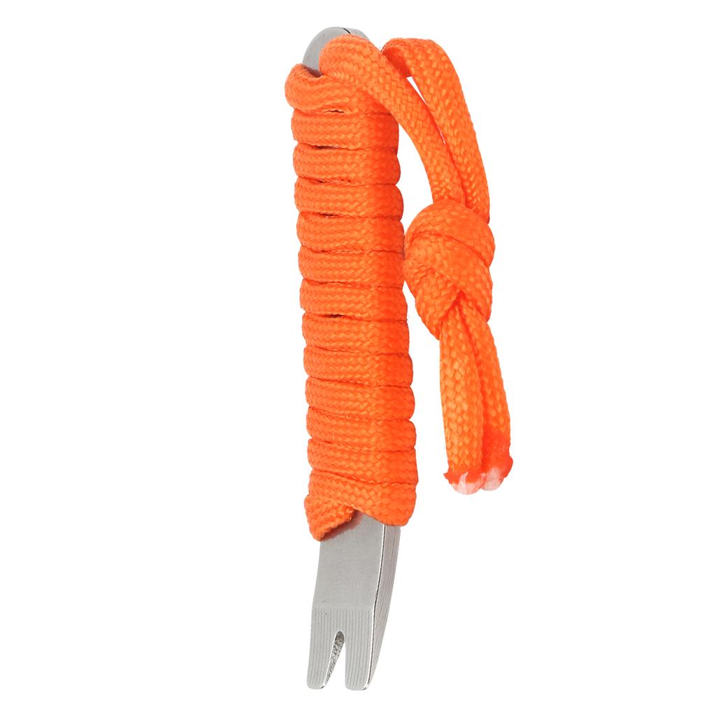 Stainless Steel Pocket Pry Bar with Paracord MultiPurpose Mini Crowbar Crank Scraper(Orange )
