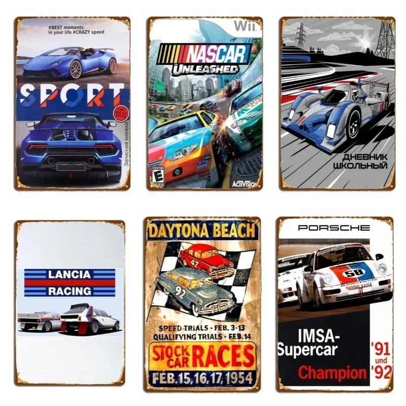 Racing Car 1985 Race Rally Metal Tin Sign Vintage Auto Poster Decorative Wall Plaque Iron Plate Painting Signs Garage Home Decor