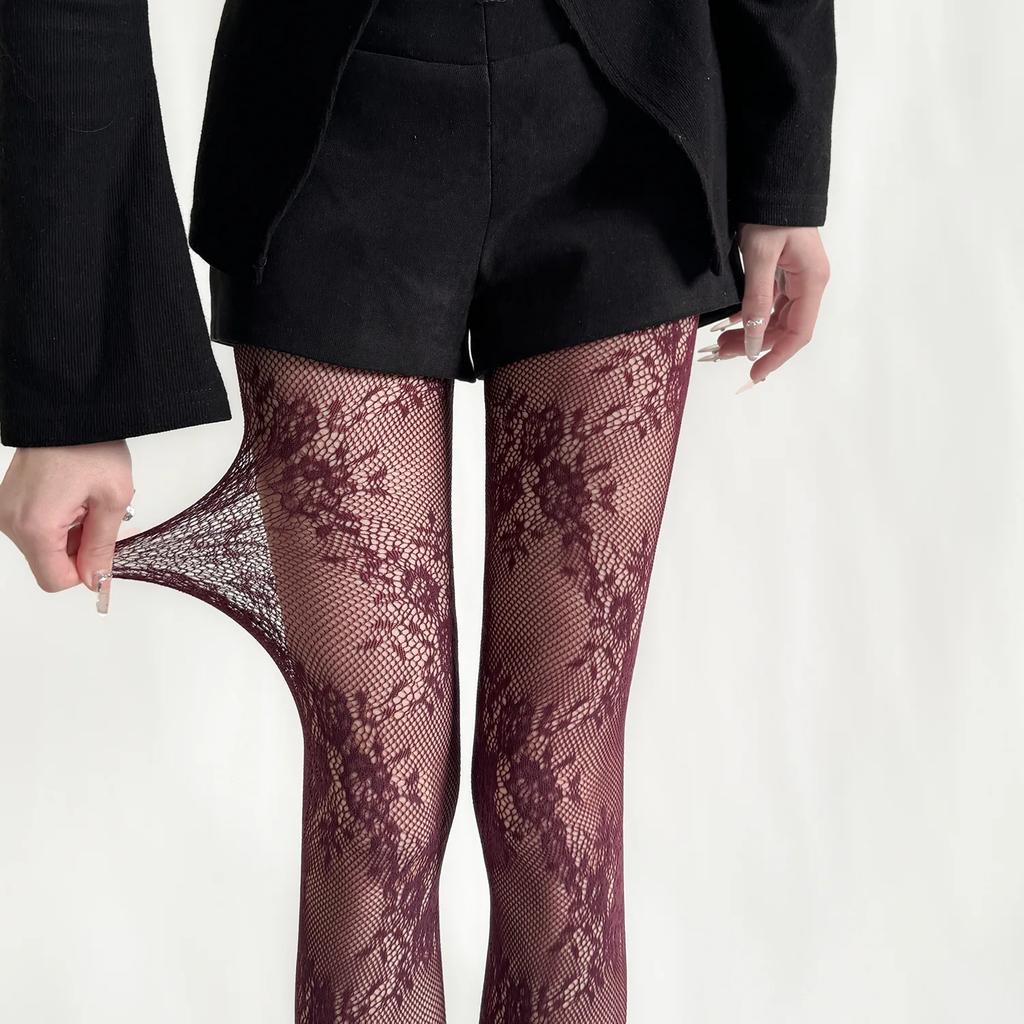 Sexy Holllow Lace Floral Thigh High Women Stockings Y2k Pantyhose Lingerie Hosiery Mesh Fishnet Stockings Women Tights Pantyhose