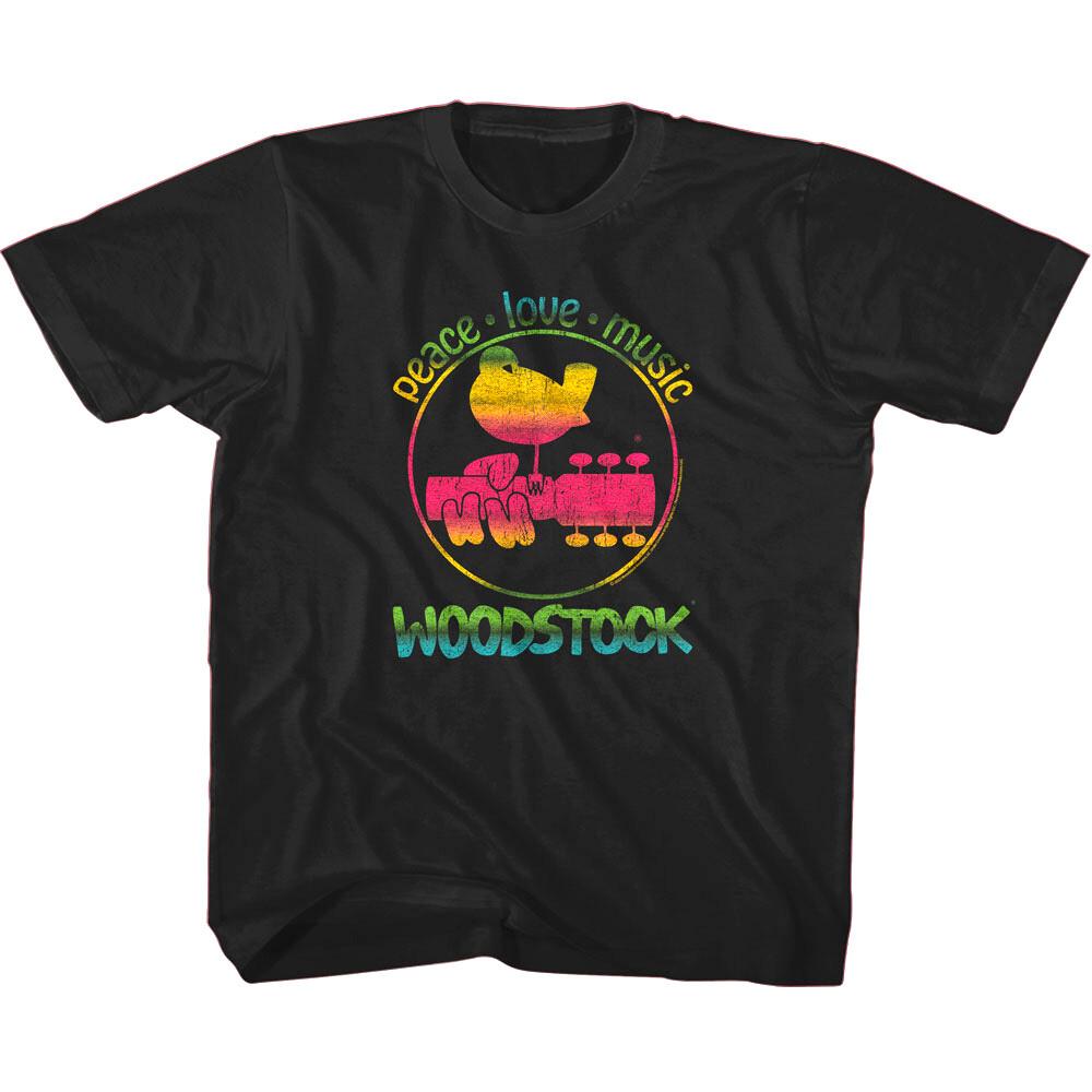 Woodstock Rainbow Peace Love & Music T Shirt Bird Guitar Hippie Rock