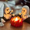 Ghost Campfire Gathering Flickering Nightlight 3D Printed Cute Ghost Ornaments Statues Bonfire Party Halloween Desk Decoration