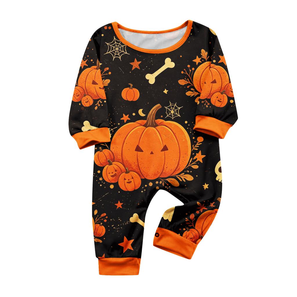 Family Matching Halloween Pajama Set Long Sleeve Top and Pants Loungewear for Parents and Kids