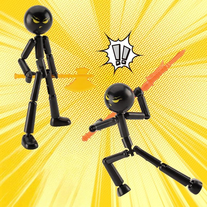 1 Set Novelty Action Figure Stickman Assembled Robot Movable 3D Printing Mannequin Multi-Jointed Stickman Toy