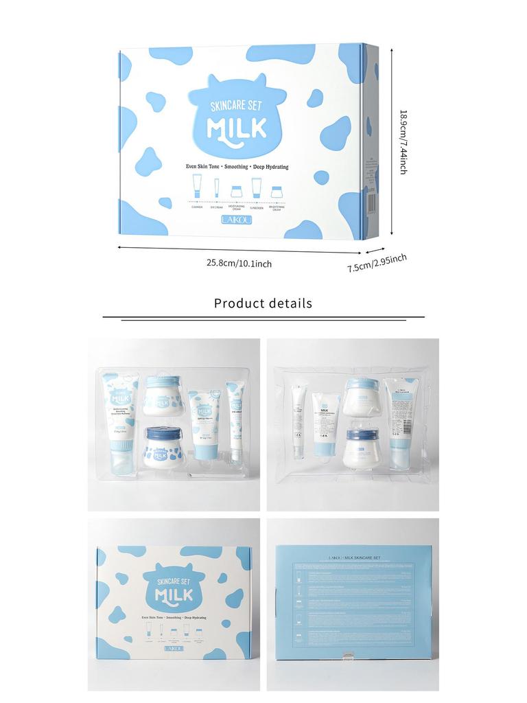 Laikou 5-Piece Milk Skincare Set: Hydrating & Moisturizing Facial Care Collection