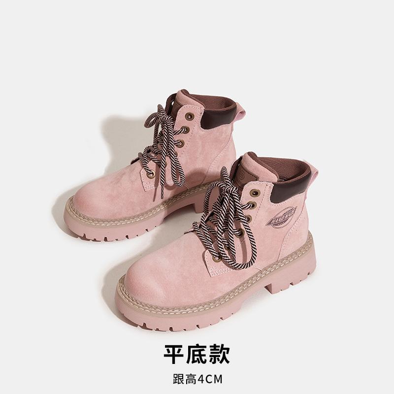 2025 new inner heightening Martin boots outdoor mountaineering retro velvet thermal tooling short boots British rhubarb boots