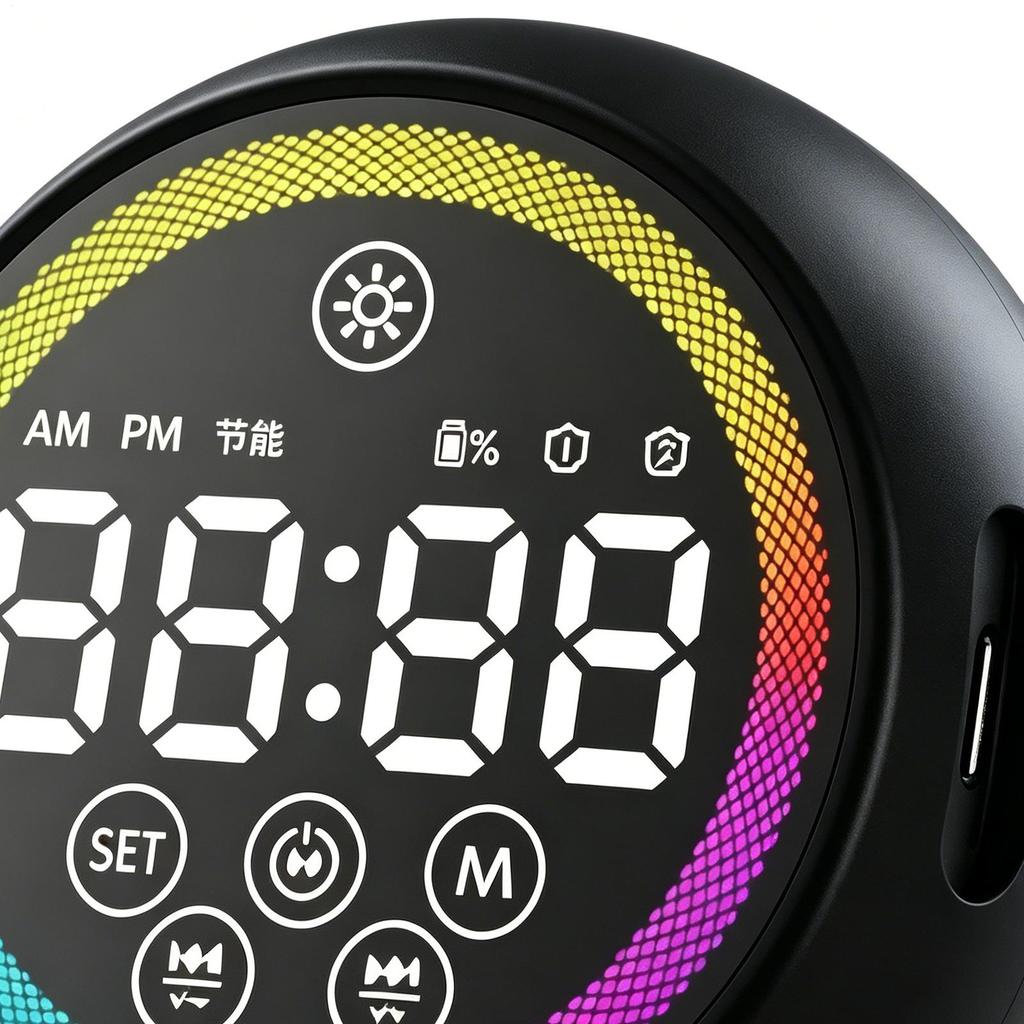 Digital Alarm Clock LED Display Portable Loud Sound Alarm Clock Speaker For Bedside Office Kitchen Bathroom Shelf Home Hotel