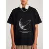 White T-Shirt with Moon and Orbit Print Strive for Excellence In Exploration Text Casual Wear for Men