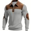 Patch Ribbed Cardigan with Lapel Casual Commuting and Sports Style Autumn  Winter Zipper Sweatshirt Vintage Outdoor Style Knit Sweater