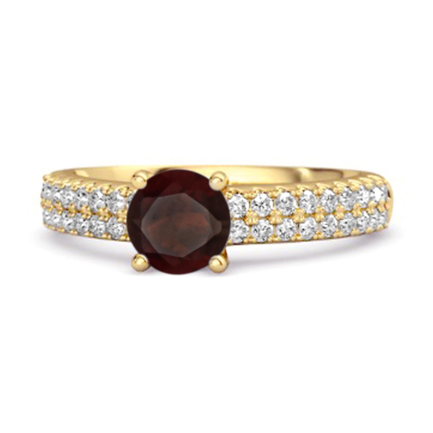 Garnet Double pave Band Ring - 925 Sterling Silver Gold Vermeil 12 жёлтый