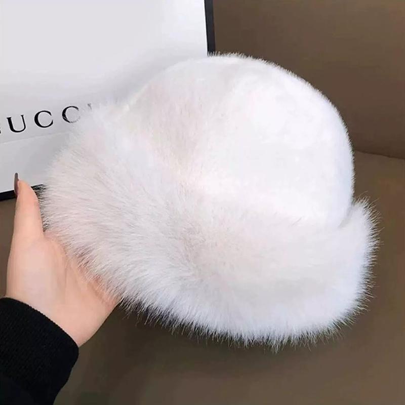 Fluffy Fur Bucket Hat For Women Plush Fisherman Hat Warm Women'S Winter Hat Thicken Cold Snowy Day Panama Cap Chrismas Gifts