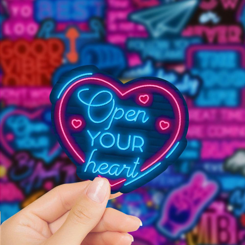 10/30/50pcs Neon Inspirational Phrases Cartoon Stickers Aesthetic DIY Notebook Guitar Skateboard Cool Graffiti Sticker Toy Gifts