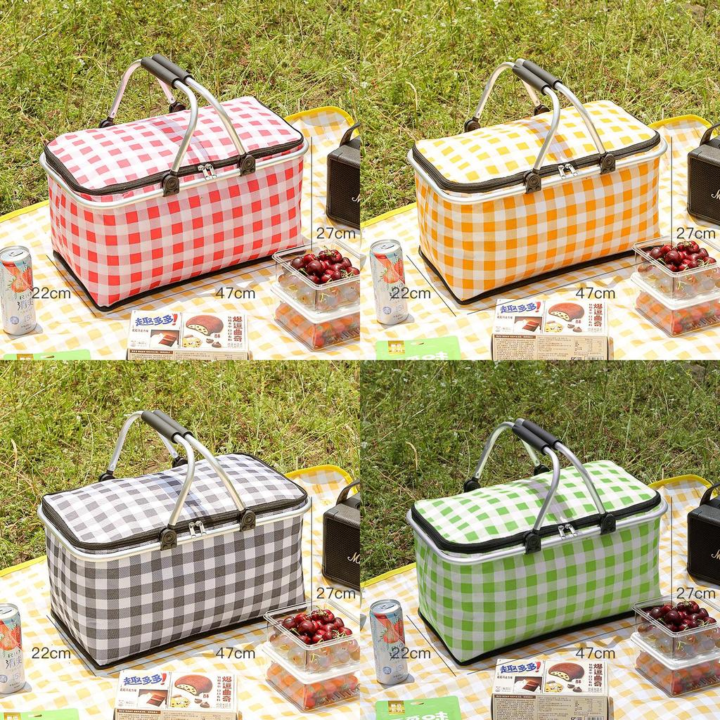 Outdoor Large Capacity Picnic Bag With Thick Aluminum Foil Food Insulation For Camping And Car Travel