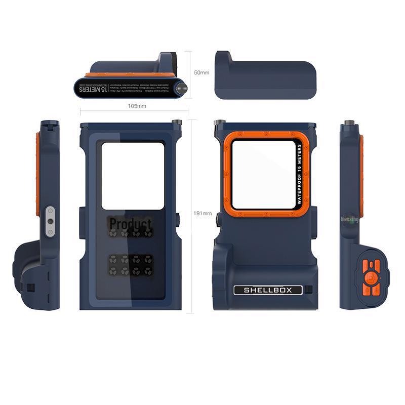 Universal Underwater Diving Case with Bluetooth Control for iPhone, Samsung, Huawei, Xiaomi, and OPPO Smartphones.