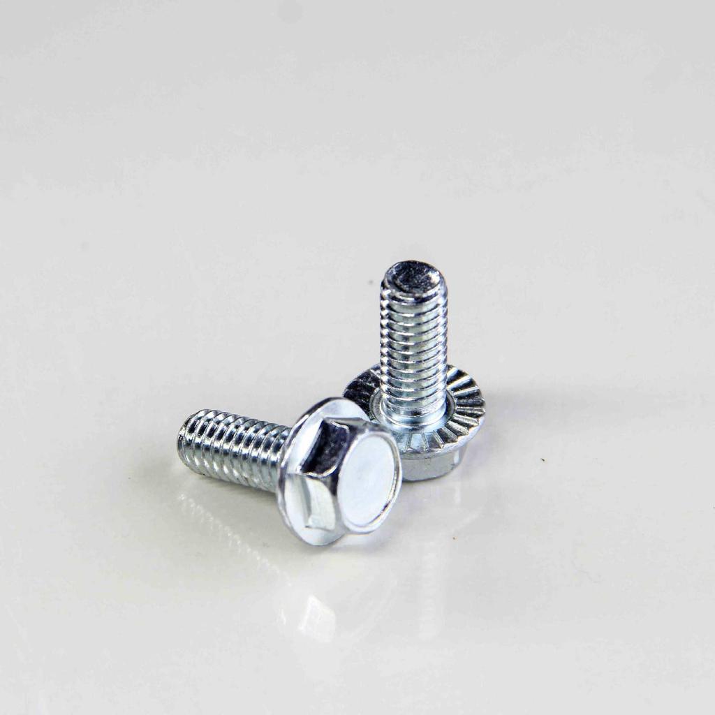 US Class 2 External Hex Flange Bolt with Tooth Washer, Blue-White Zinc-Plated Carbon Steel, Anti-Loosening.